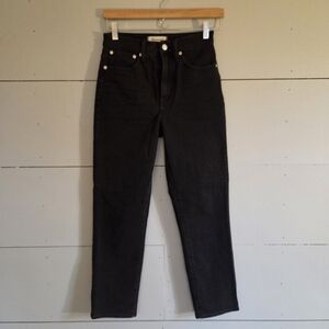 Madewell Straight High Rise Black Dark Washed Out Cotton 5-Pocket Denim Women